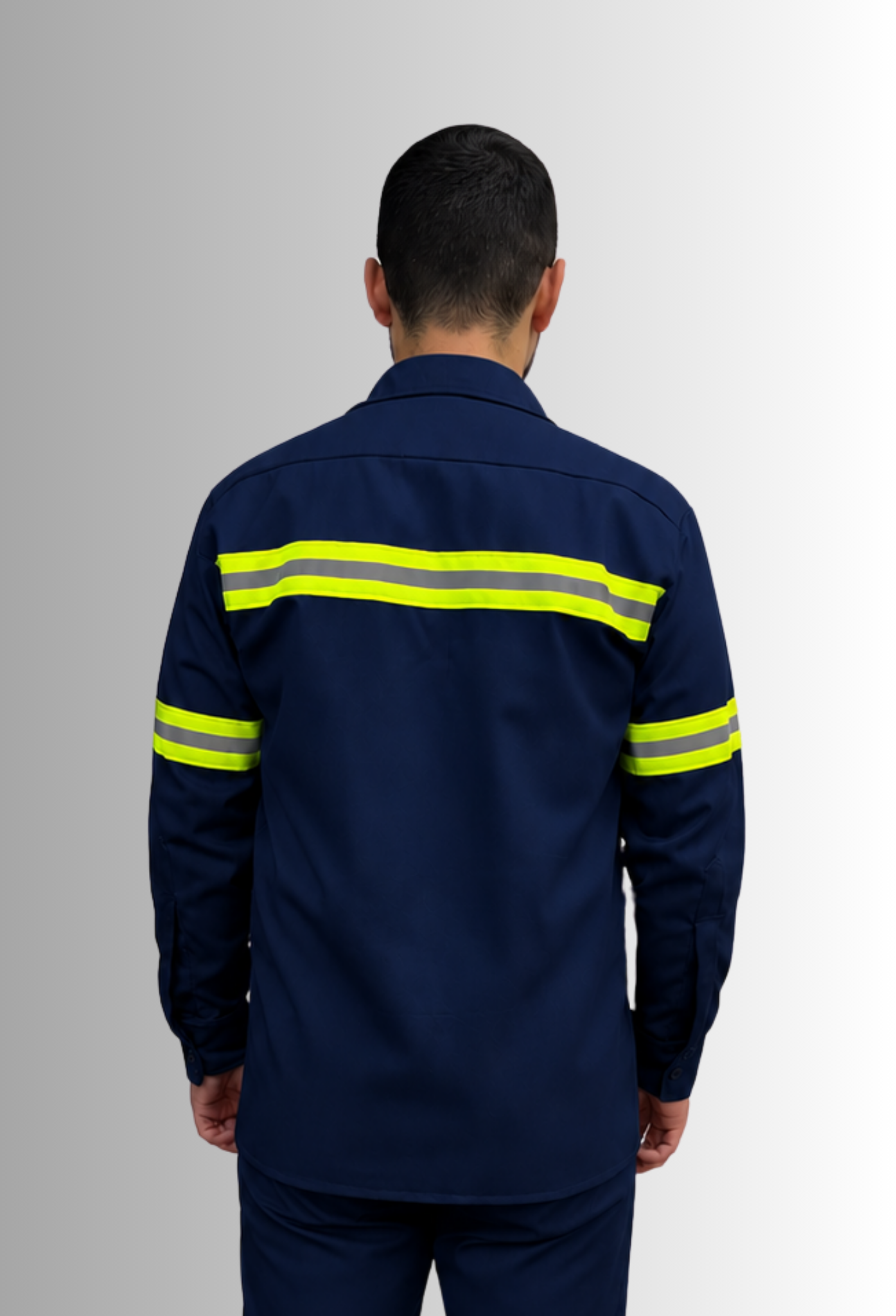 Camisa Azul Manga Larga para Hombre Uso Rudo con Franjas de Seguridad | SOZU
