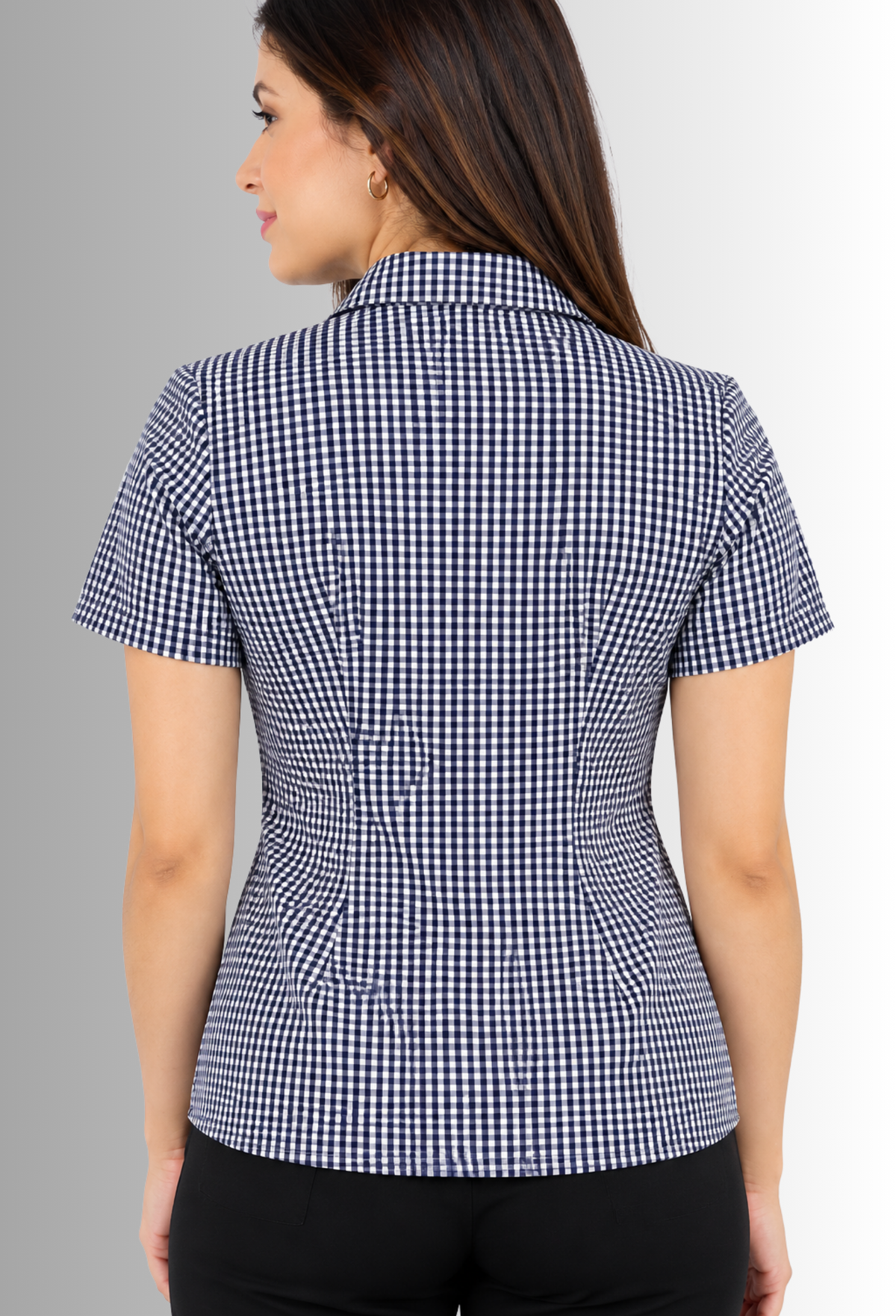Camisa Antimanchas para Mujer Manga Corta de Cuadros | SOZU