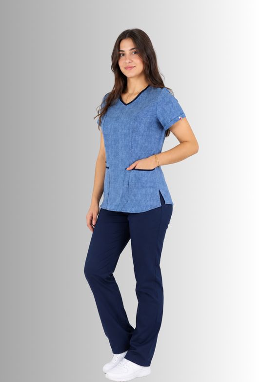 Uniforme para Mujer Antifluido y Anticloro Estampado Azul | SOZU