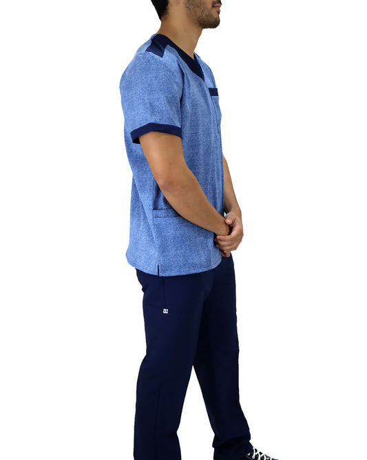 Uniforme de Trabajo Azul Antifluido para Hombre con Spandex | SOZU