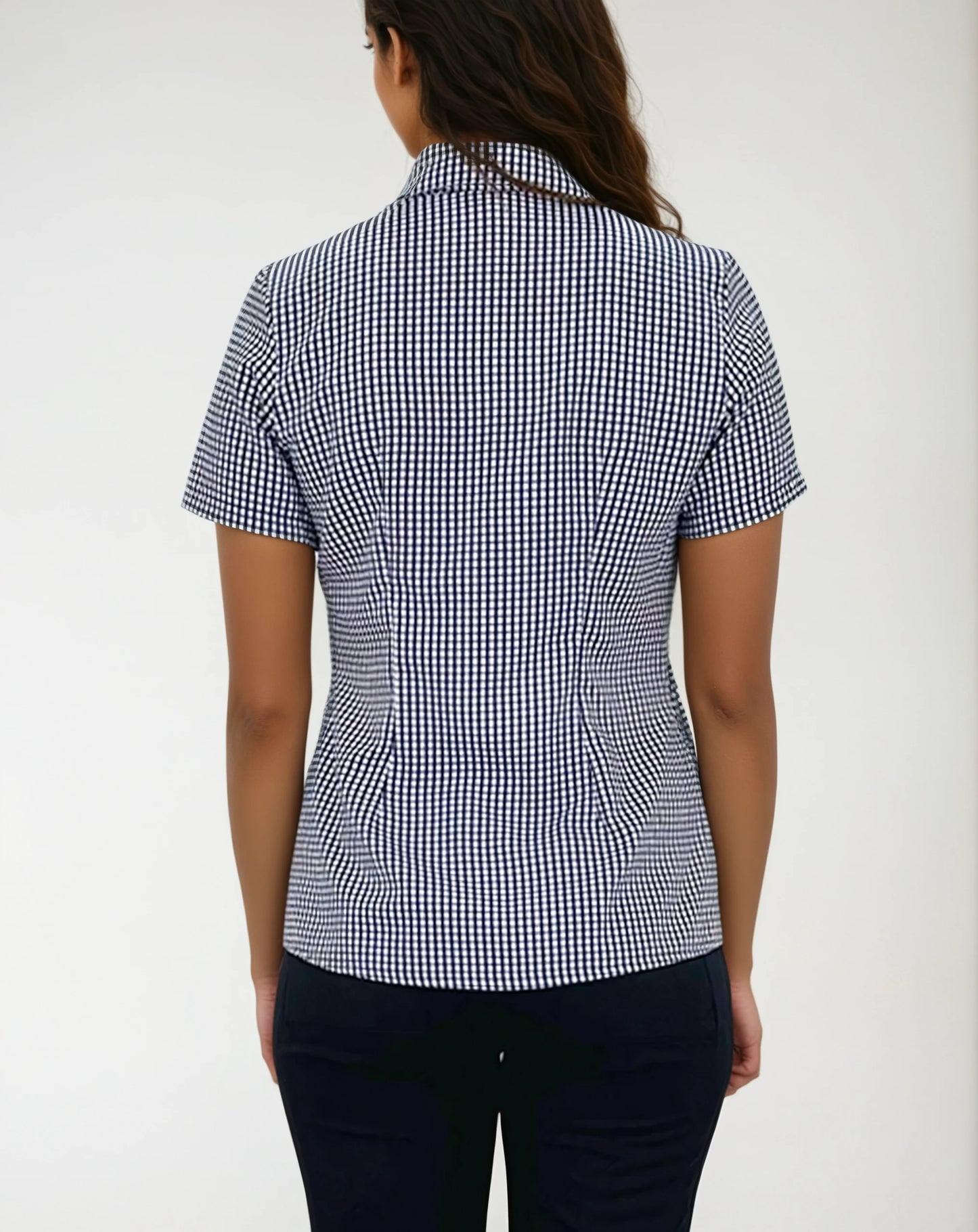 Camisa Antimanchas para Mujer Manga Corta de Cuadros | SOZU