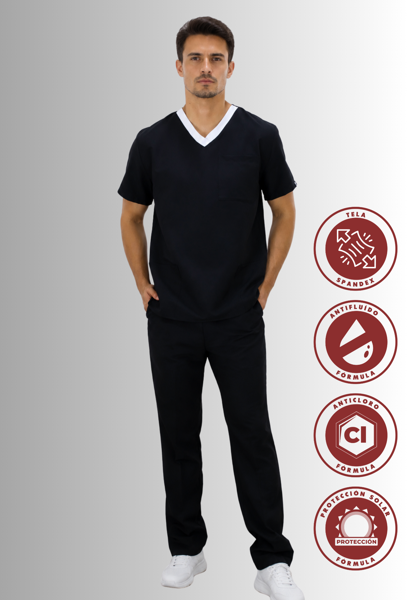 Uniforme para Hombre Antifluido, Anticloro y Spandex con Bies | SOZU