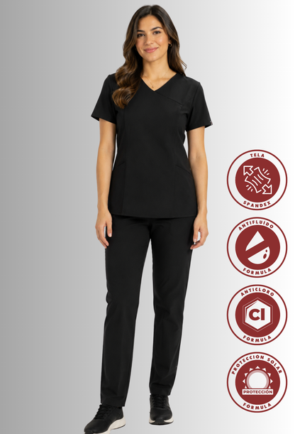 Uniforme para Mujer Negro con Spandex, Antifluido, Anticloro | SOZU