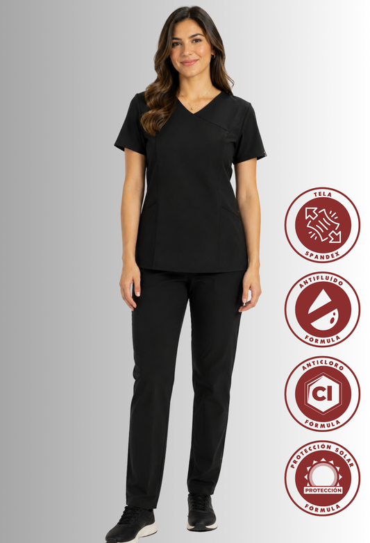 Uniforme para Mujer Negro con Spandex, Antifluido, Anticloro | SOZU
