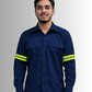 Camisa Azul Manga Larga para Hombre Uso Rudo con Franjas de Seguridad | SOZU