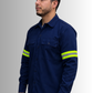 Camisa Azul Manga Larga para Hombre Uso Rudo con Franjas de Seguridad | SOZU