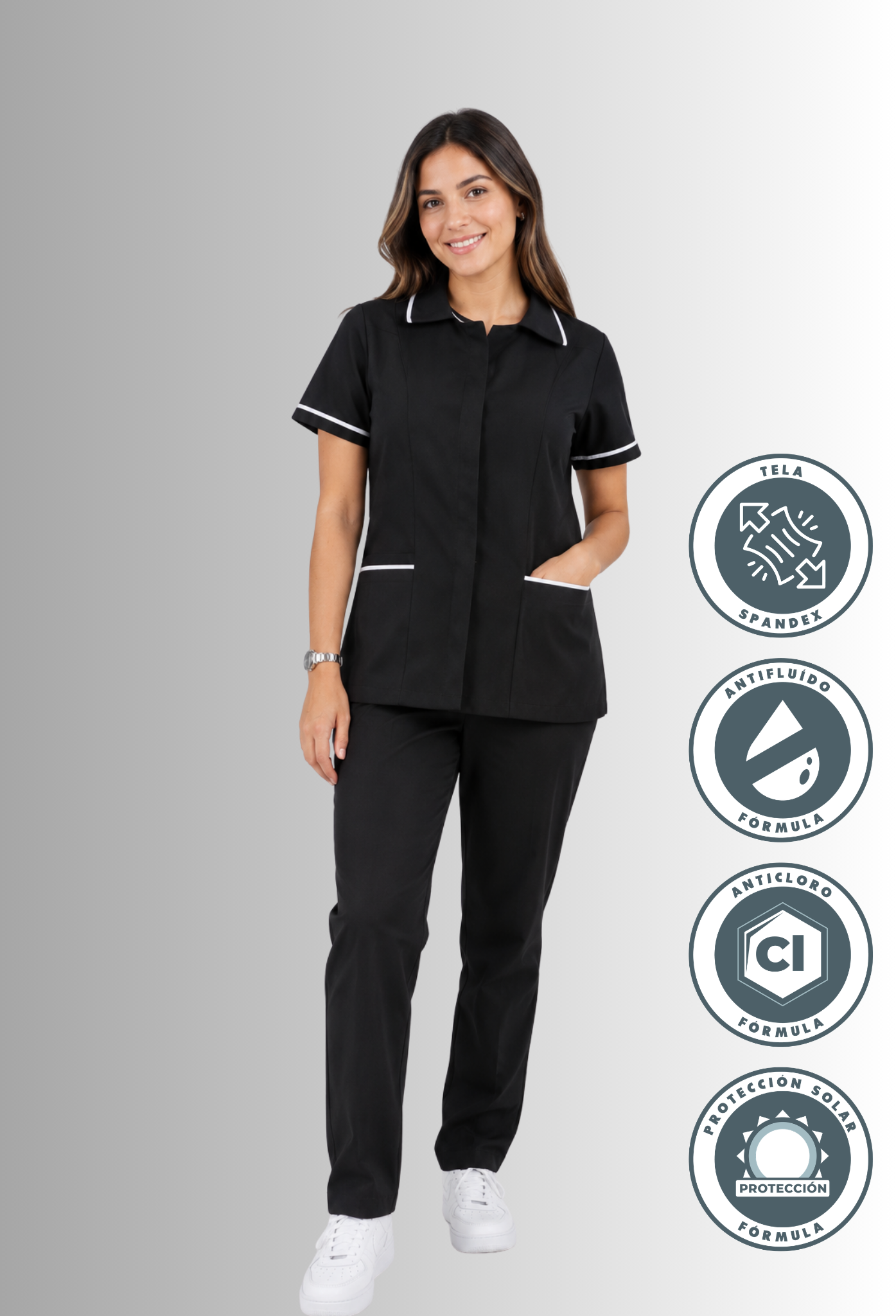 Uniforme de Chaquetín para Mujer Antifluidos y Anticloro con Spandex | SOZU