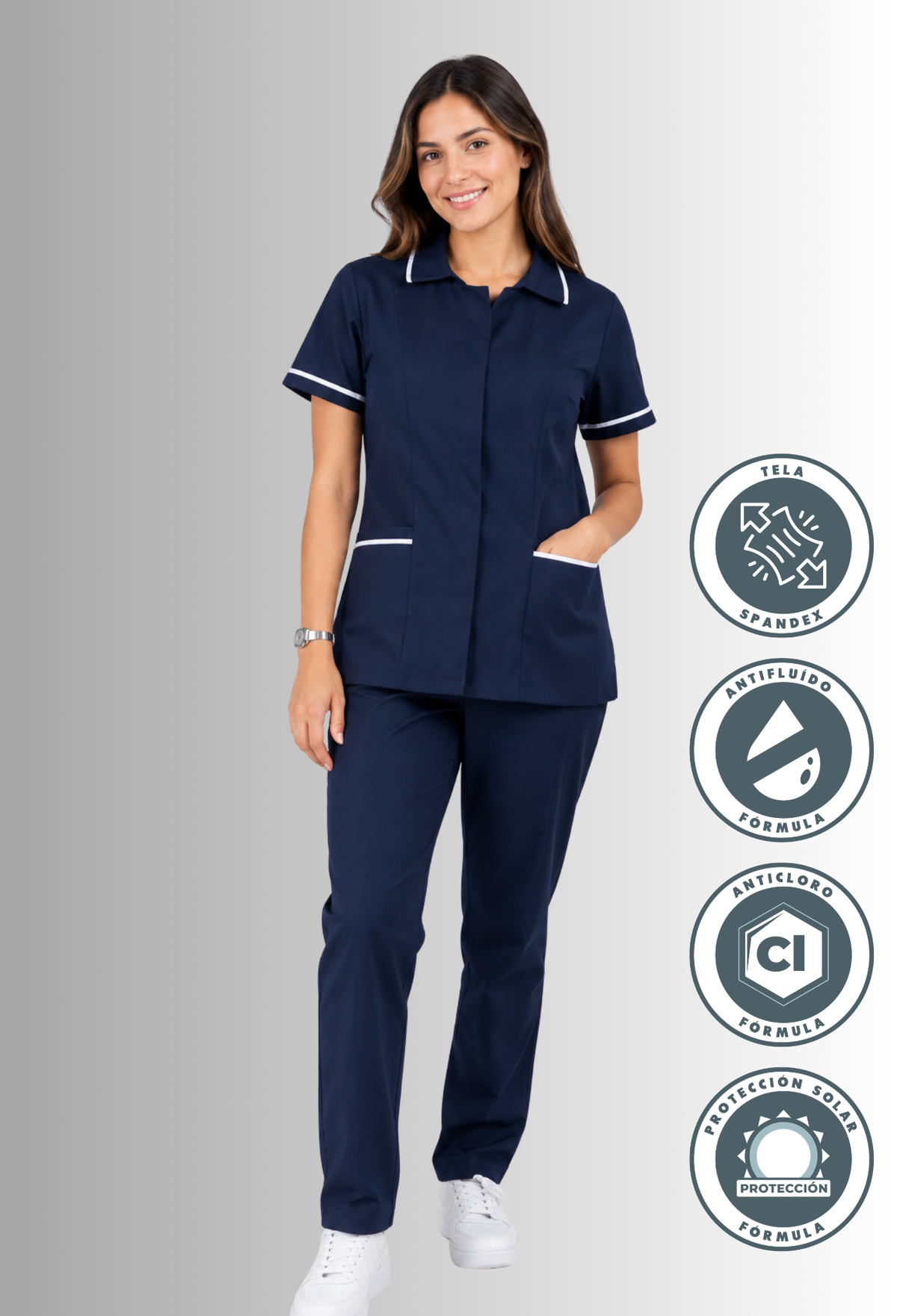 Uniforme de Chaquetín para Mujer Antifluidos y Anticloro con Spandex | SOZU