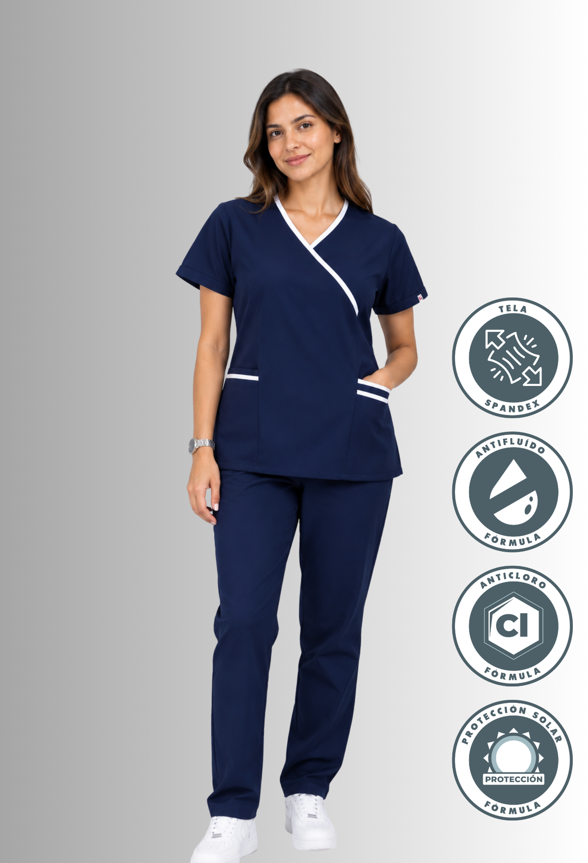 Uniforme para Mujer Spandex, Antifluido y Anticloro Azul Marino | SOZU