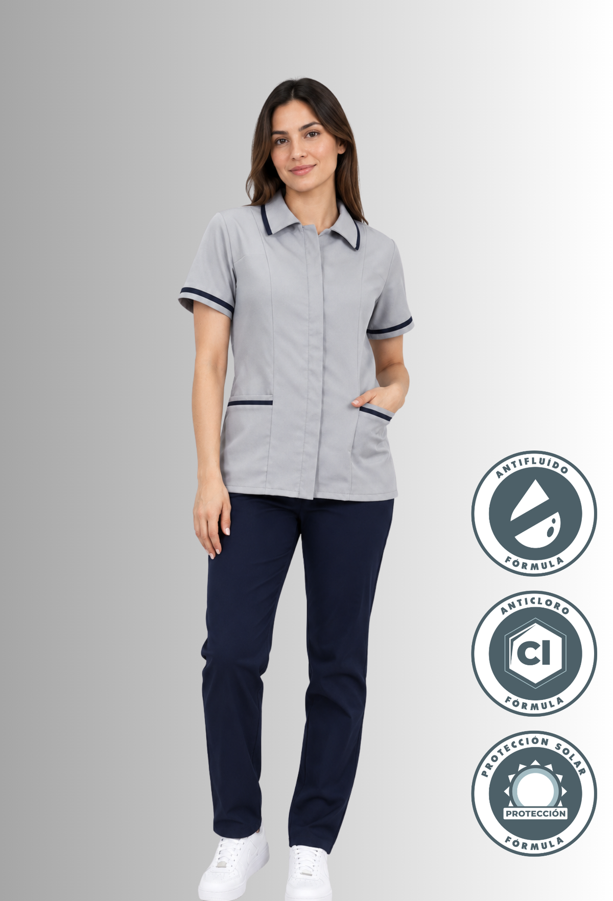Uniforme de Limpieza para Mujer Antifluido Gris | SOZU