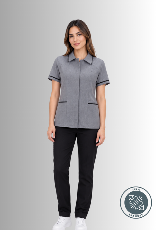 Uniforme de Chaquetín para Limpieza Gris Mujer con Spandex | SOZU