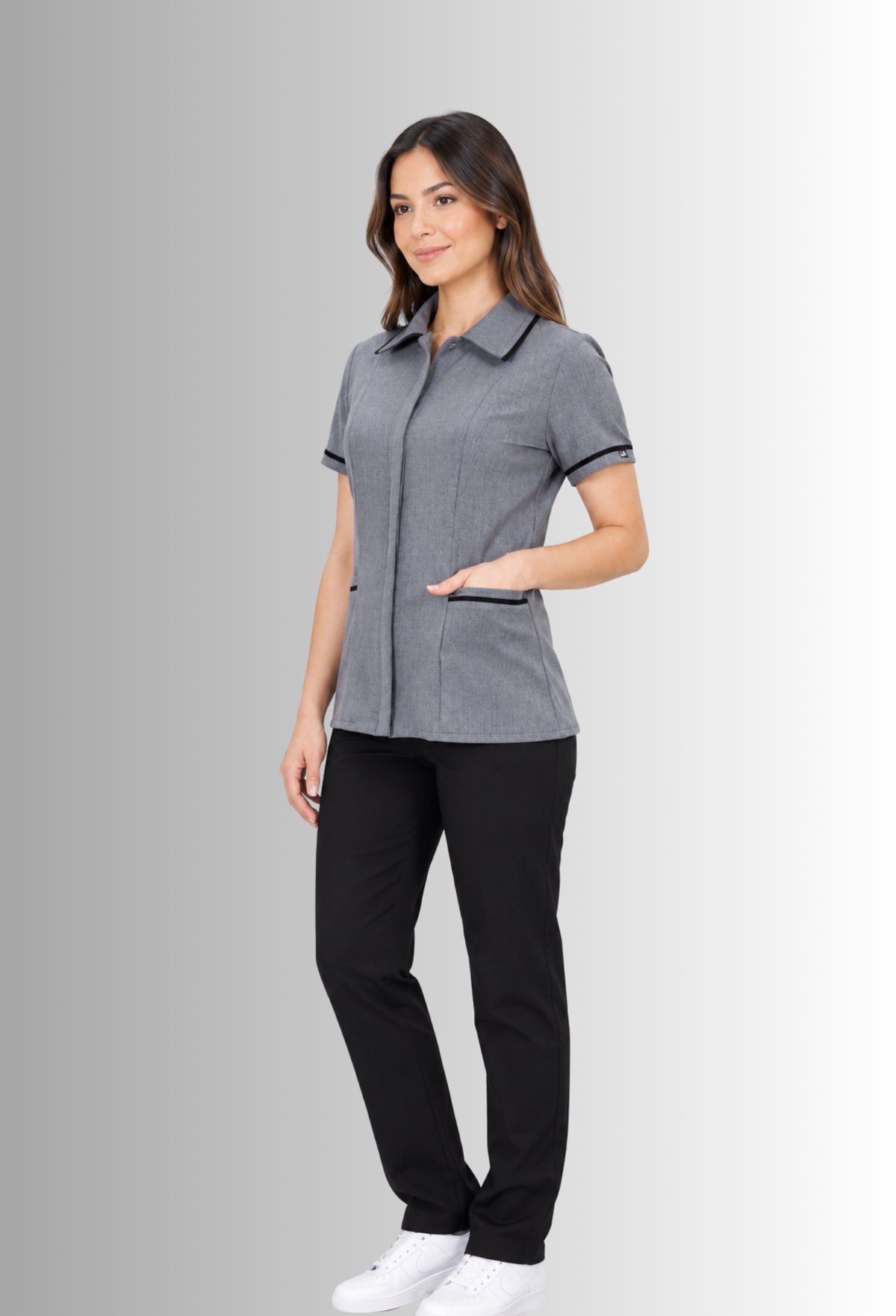 Uniforme de Chaquetín para Limpieza Gris Mujer con Spandex | SOZU