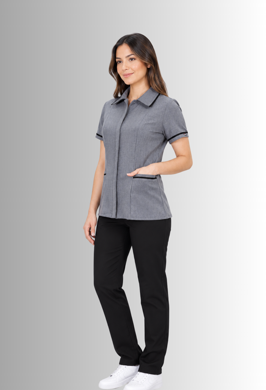 Uniforme de Chaquetín para Limpieza Gris Mujer con Spandex | SOZU