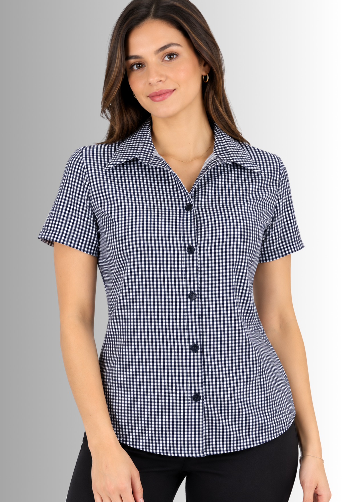 Camisa Antimanchas para Mujer Manga Corta de Cuadros | SOZU