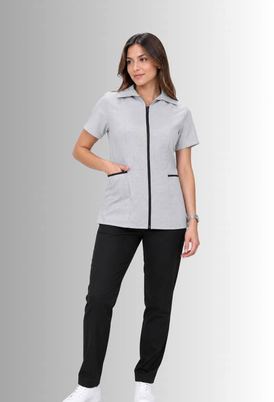 Uniforme de Limpieza Lineas Negras para Mujer de Chaquetín y Panatalón | SOZU