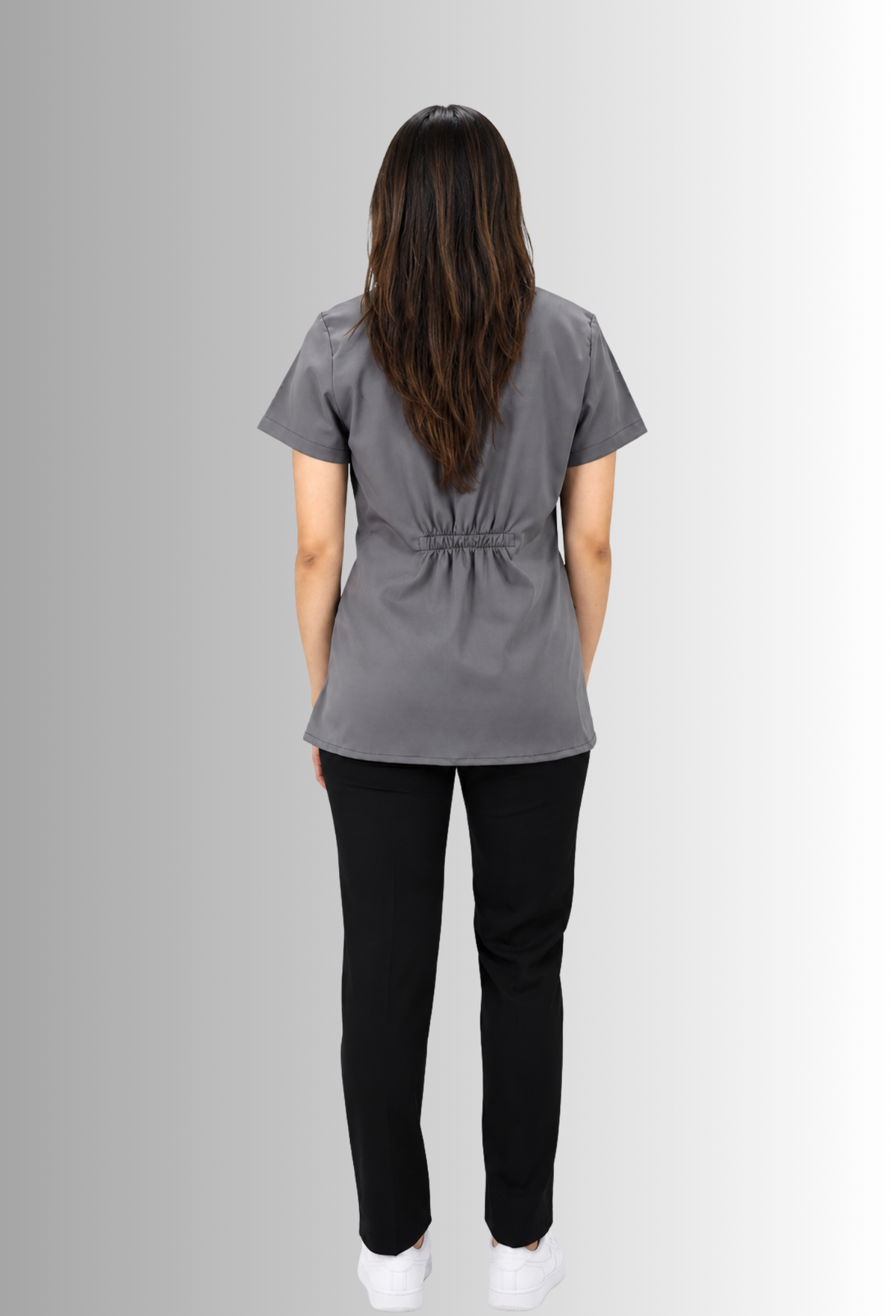Uniforme de Limpieza con Filipina Gris para Mujer con Spandex | SOZU