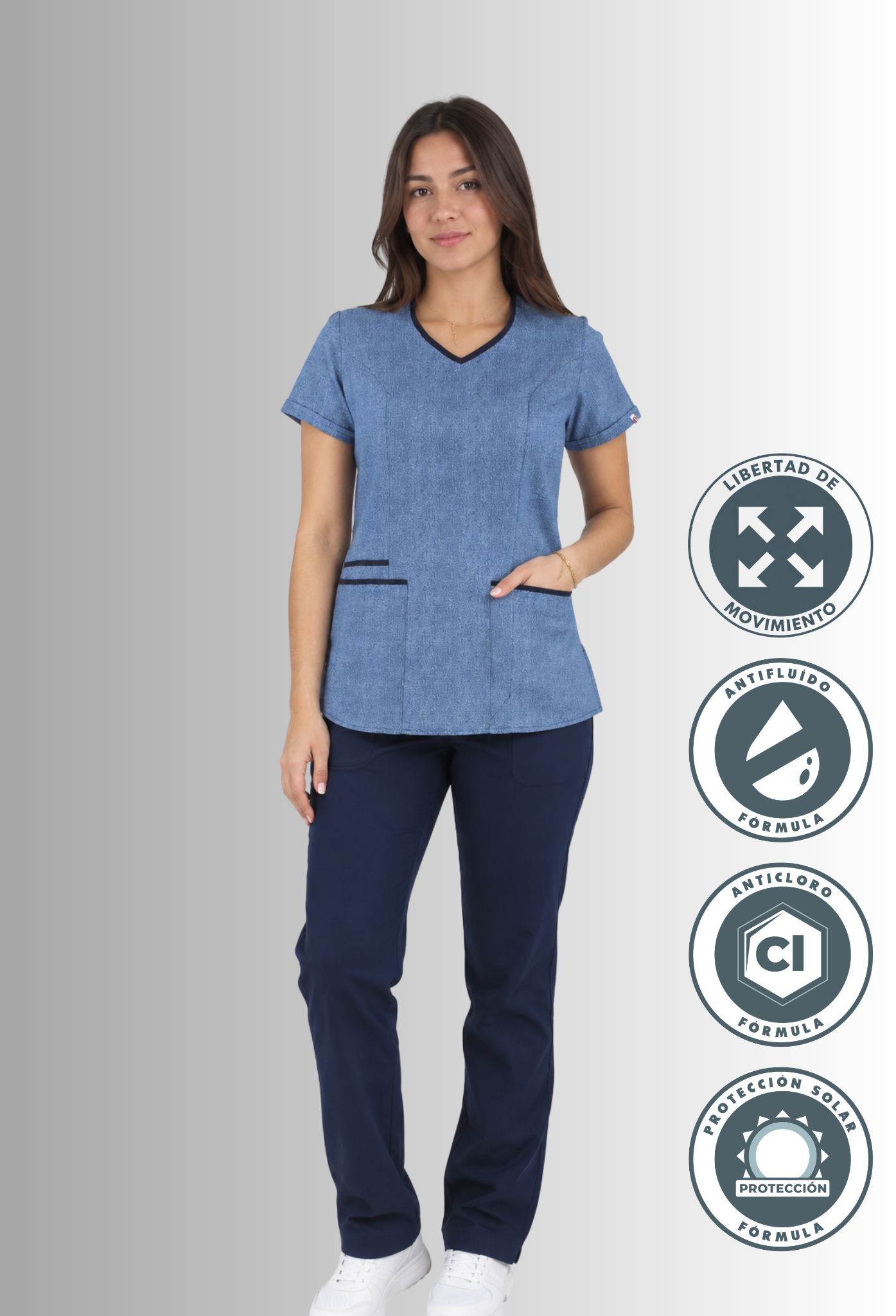 Uniforme para Mujer Antifluido y Anticloro Estampado Azul | SOZU