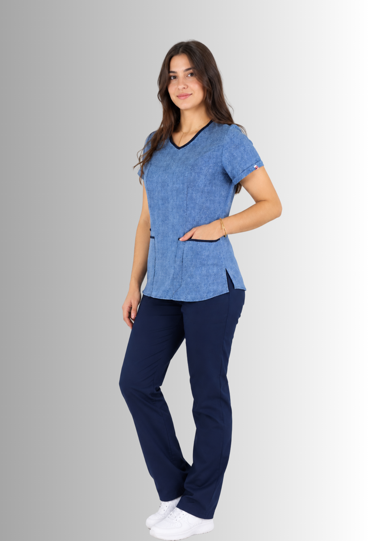 Uniforme para Mujer Antifluido y Anticloro Estampado Azul | SOZU