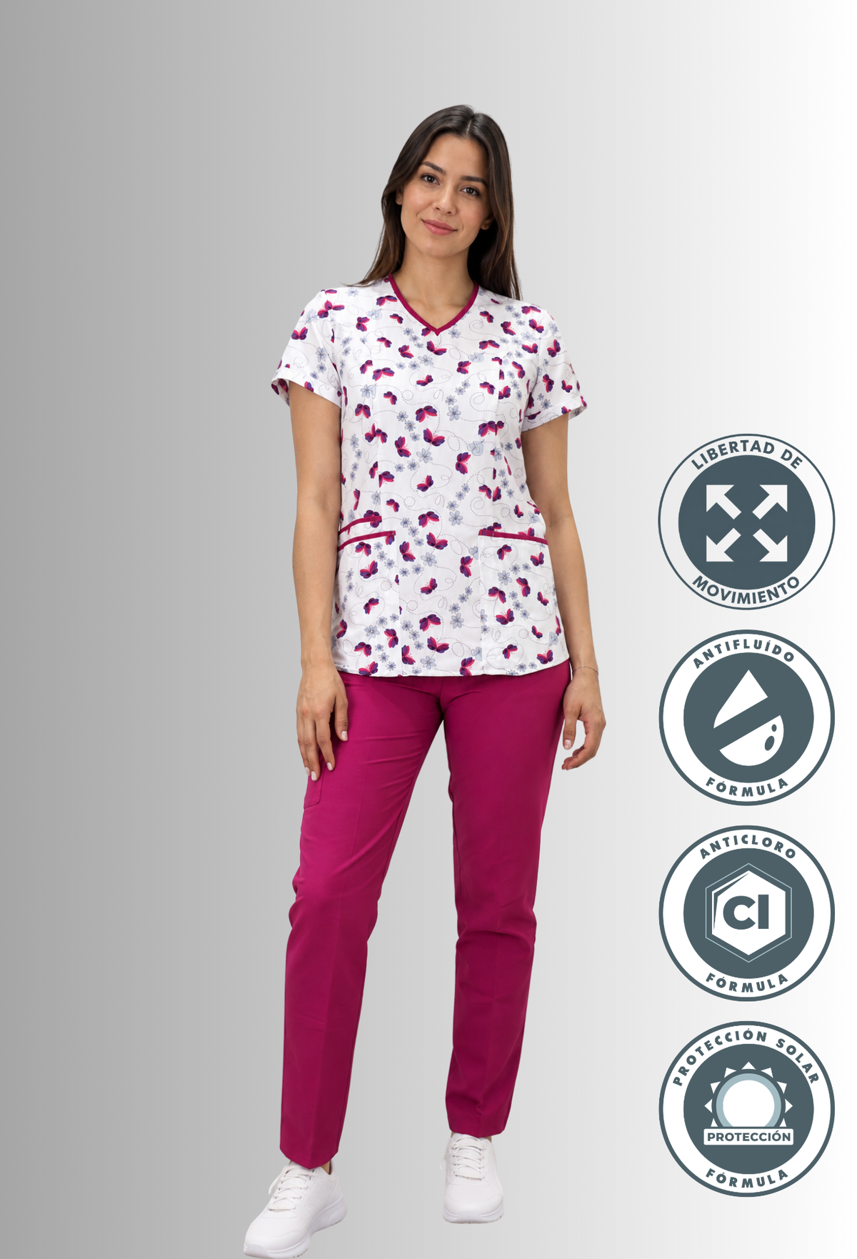 Uniforme Antifluido y Anticloro con mariposas para Mujer | SOZU