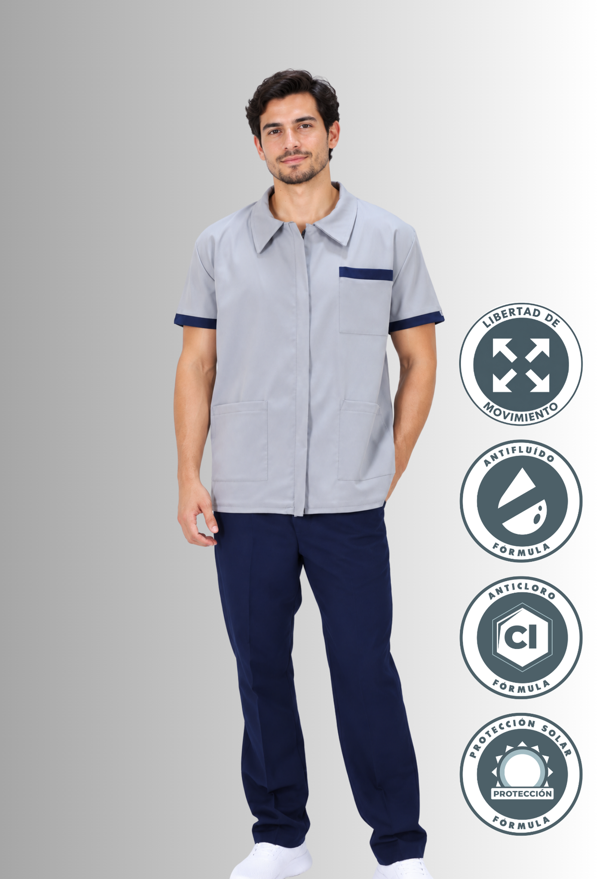 Uniforme de Limpieza para Hombre Antifluido con Protección UV | SOZU