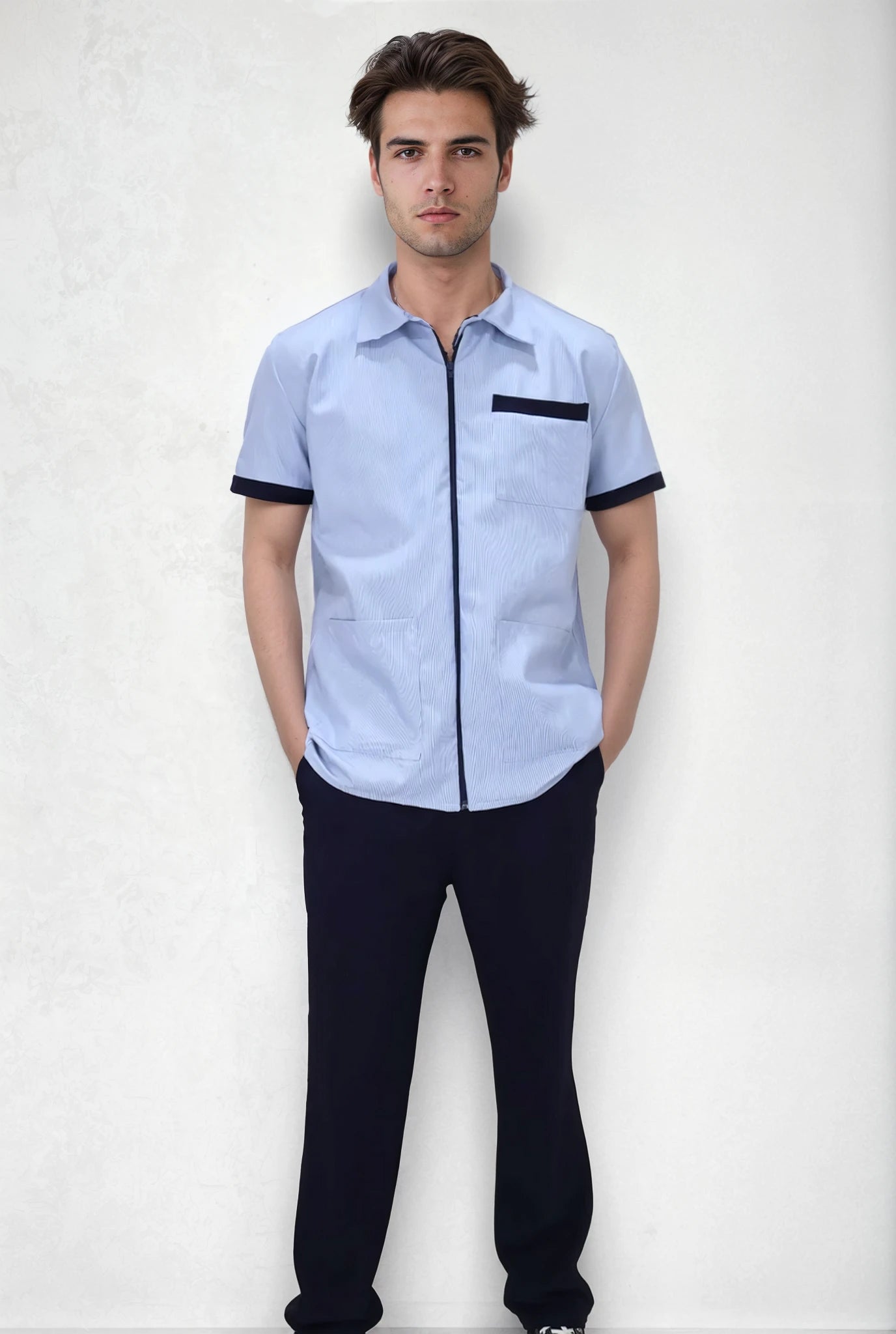 Uniforme de Limpieza para Hombre con Líneas Azules | SOZU