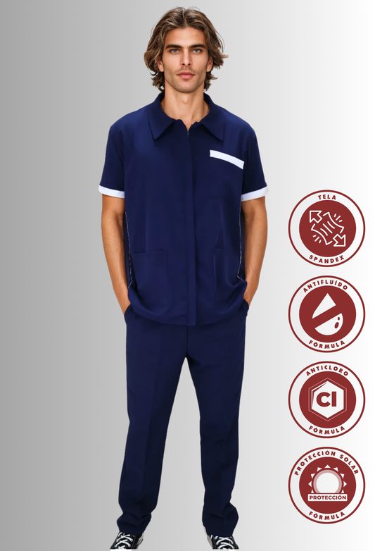 Uniforme de Limpieza para Hombre Cloro Resistente, Antifluido y Spandex| SOZU