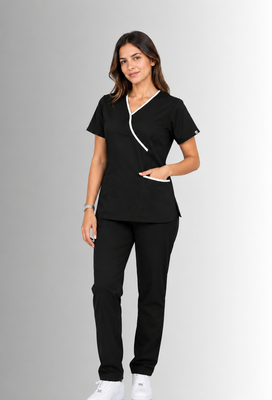 Uniforme para Mujer Spandex, Antifluido y Anticloro color Negro | SOZU