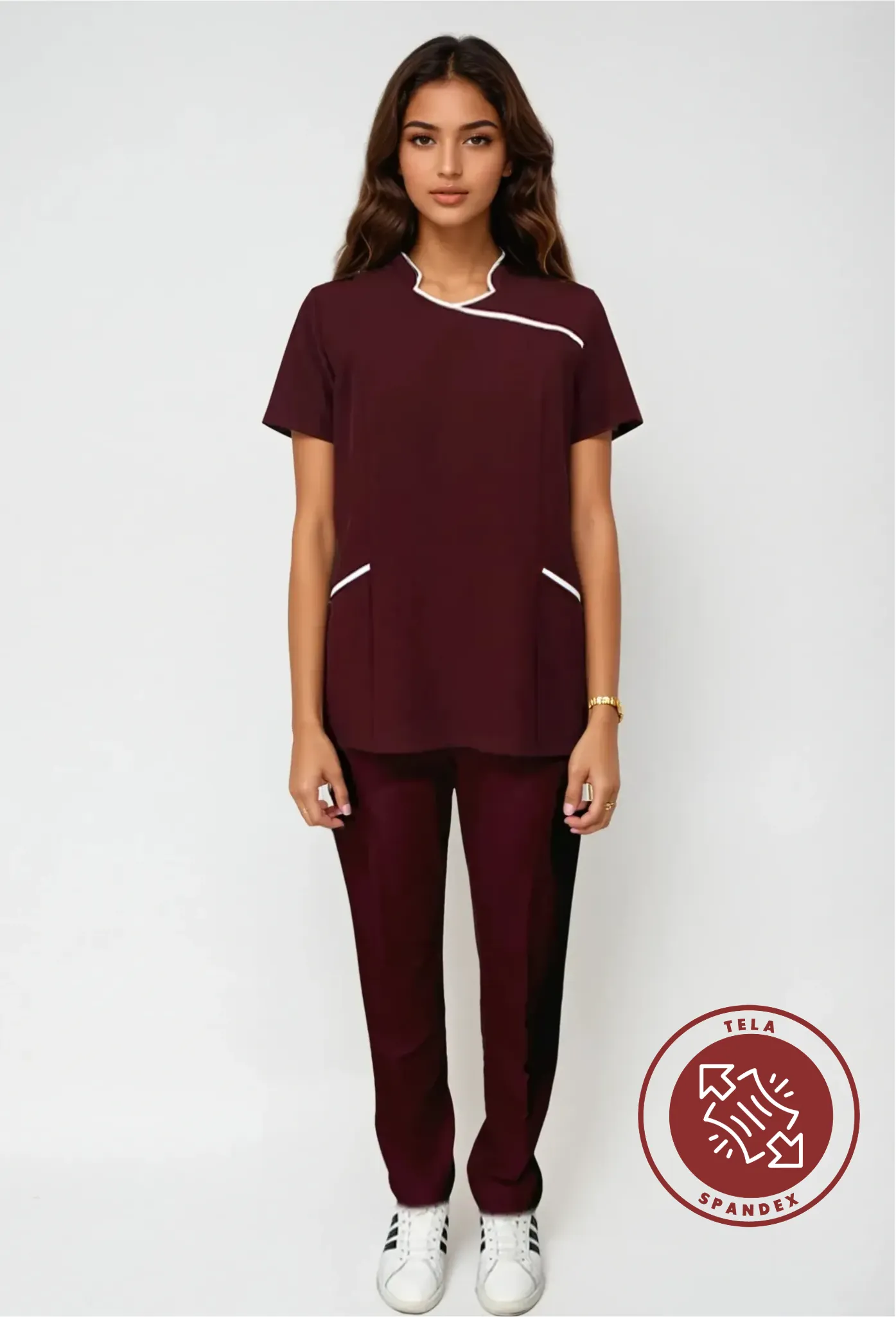 Uniforme para Mujer color Vino con Spandex | SOZU