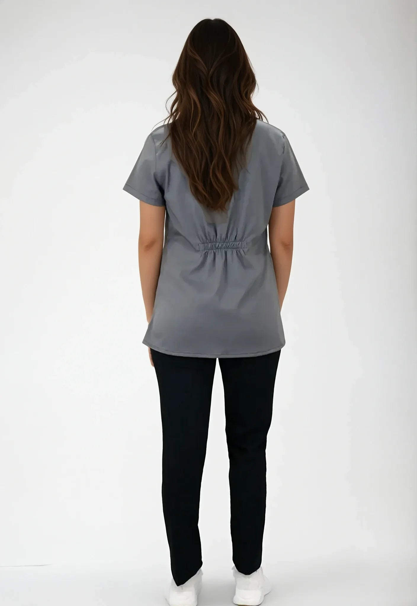 Uniforme de Limpieza con Filipina Gris para Mujer con Spandex | SOZU