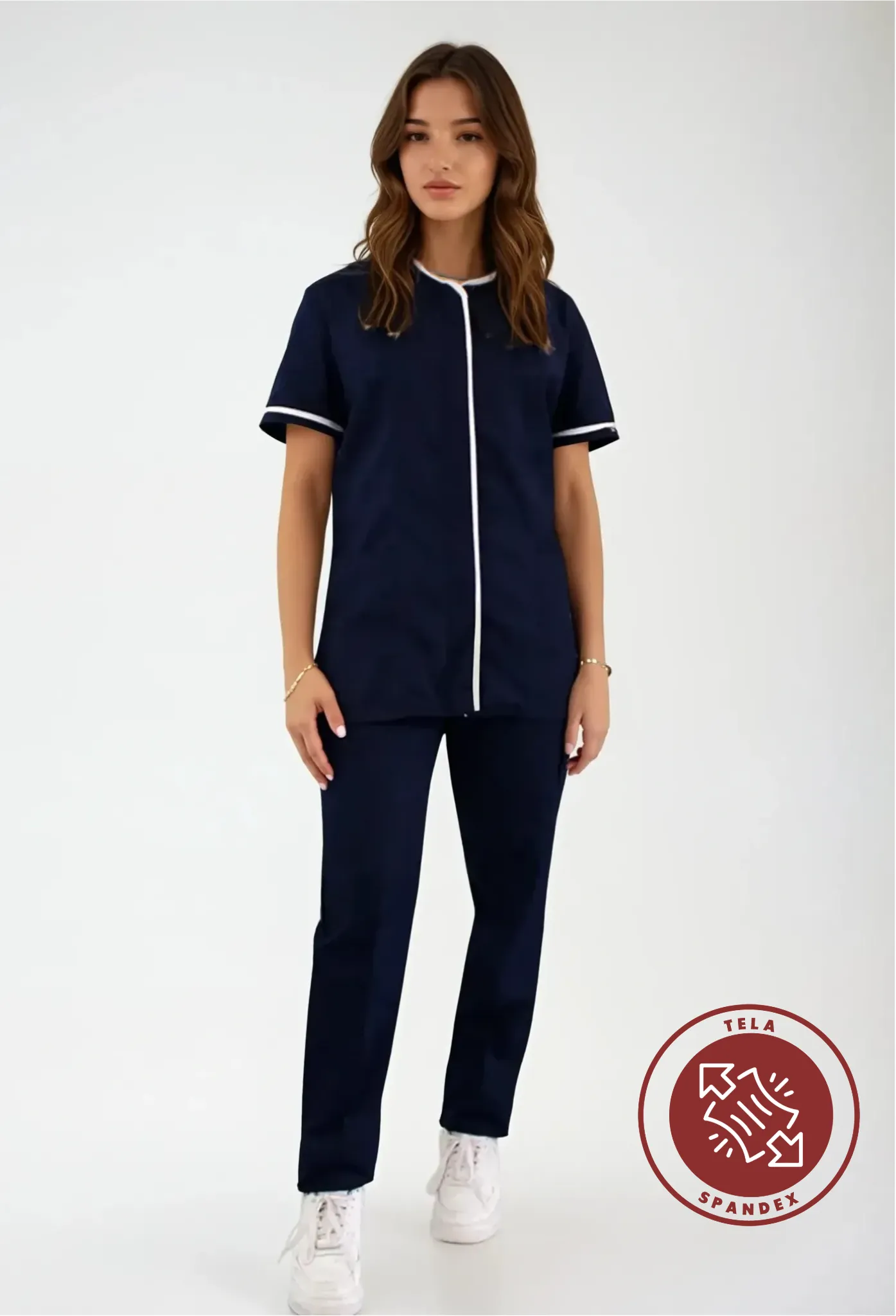 Uniforme para Mujer de Servicio de Limpieza Azul Spandex | SOZU