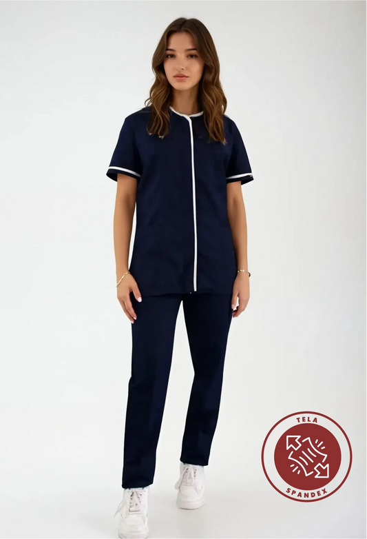 Uniforme para Mujer de Servicio de Limpieza Azul Spandex | SOZU