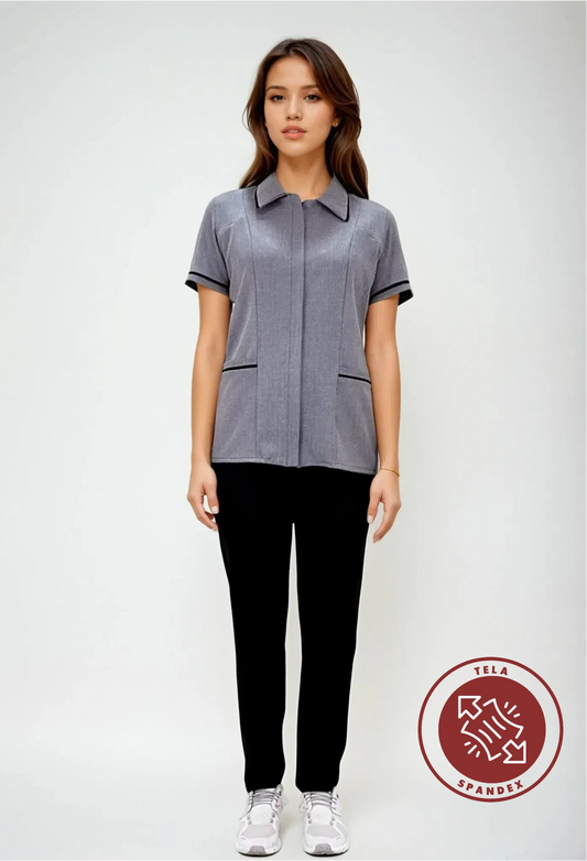 Uniforme de Chaquetín para Limpieza Gris Mujer con Spandex | SOZU