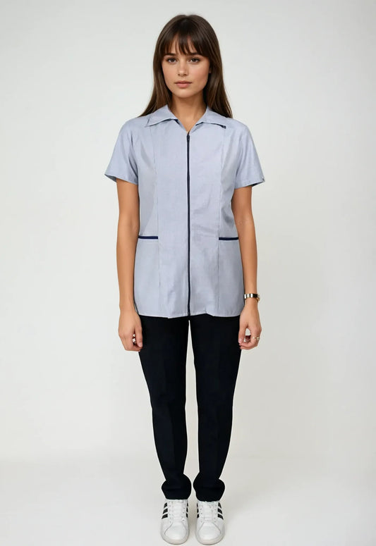 Uniforme de Limpieza Lineas Azules para Mujer de Chaquetín y Panatalón | SOZU