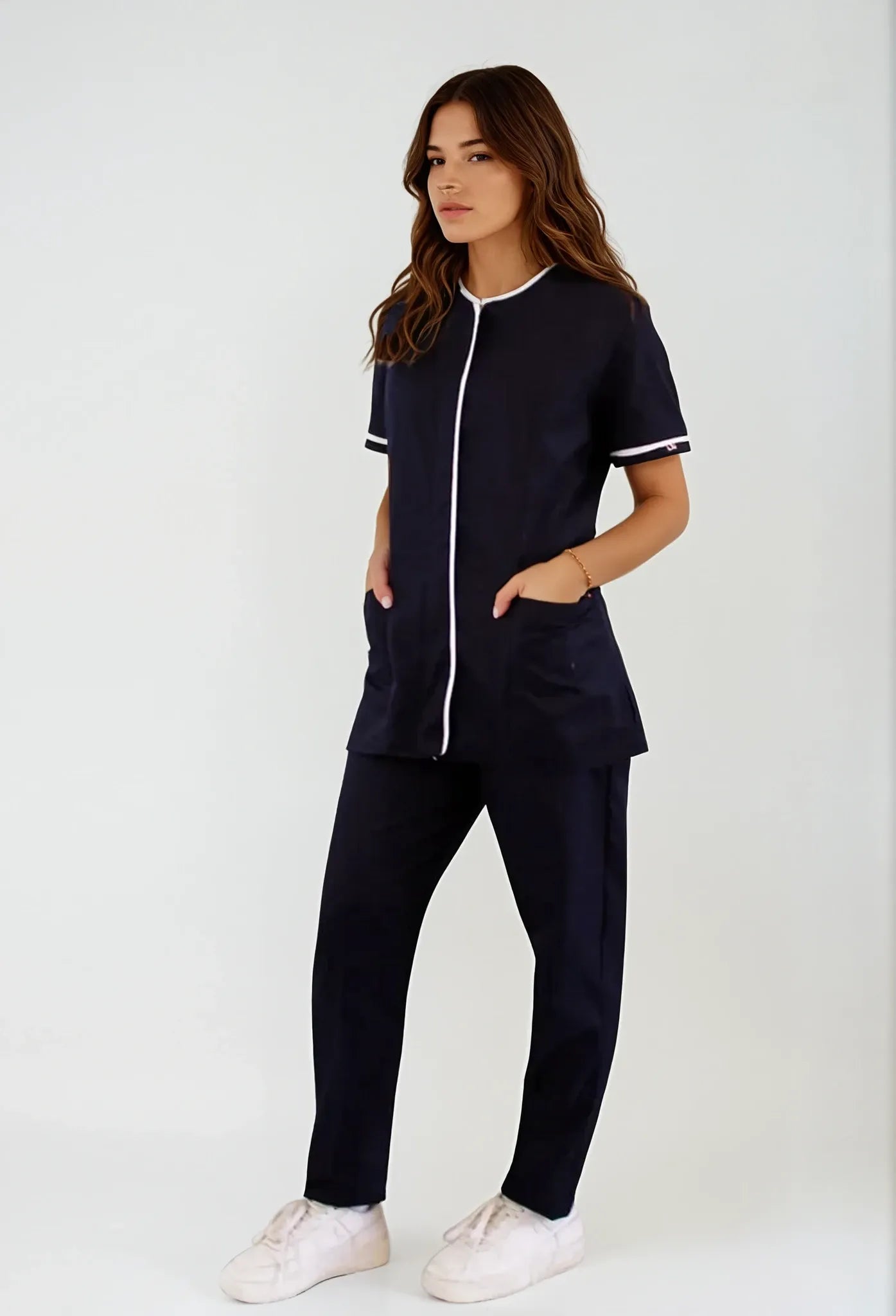 Uniforme para Mujer de Servicio de Limpieza Azul Spandex | SOZU