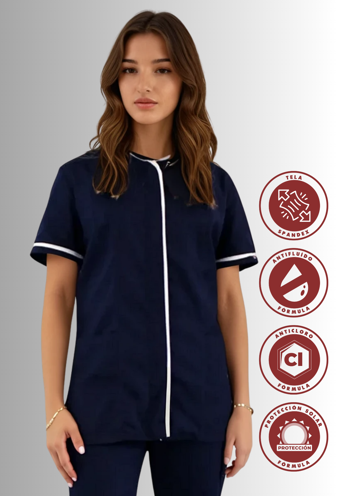 Chaquetín para Servicio de Limpieza para Mujer Spandex, Antifluido y Anticloro | SOZU