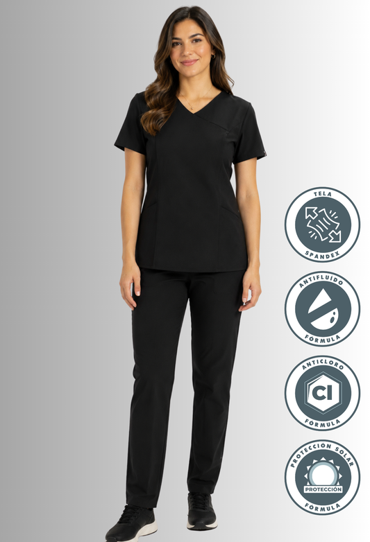 Uniforme para Mujer Negro con Spandex, Antifluido, Anticloro | SOZU