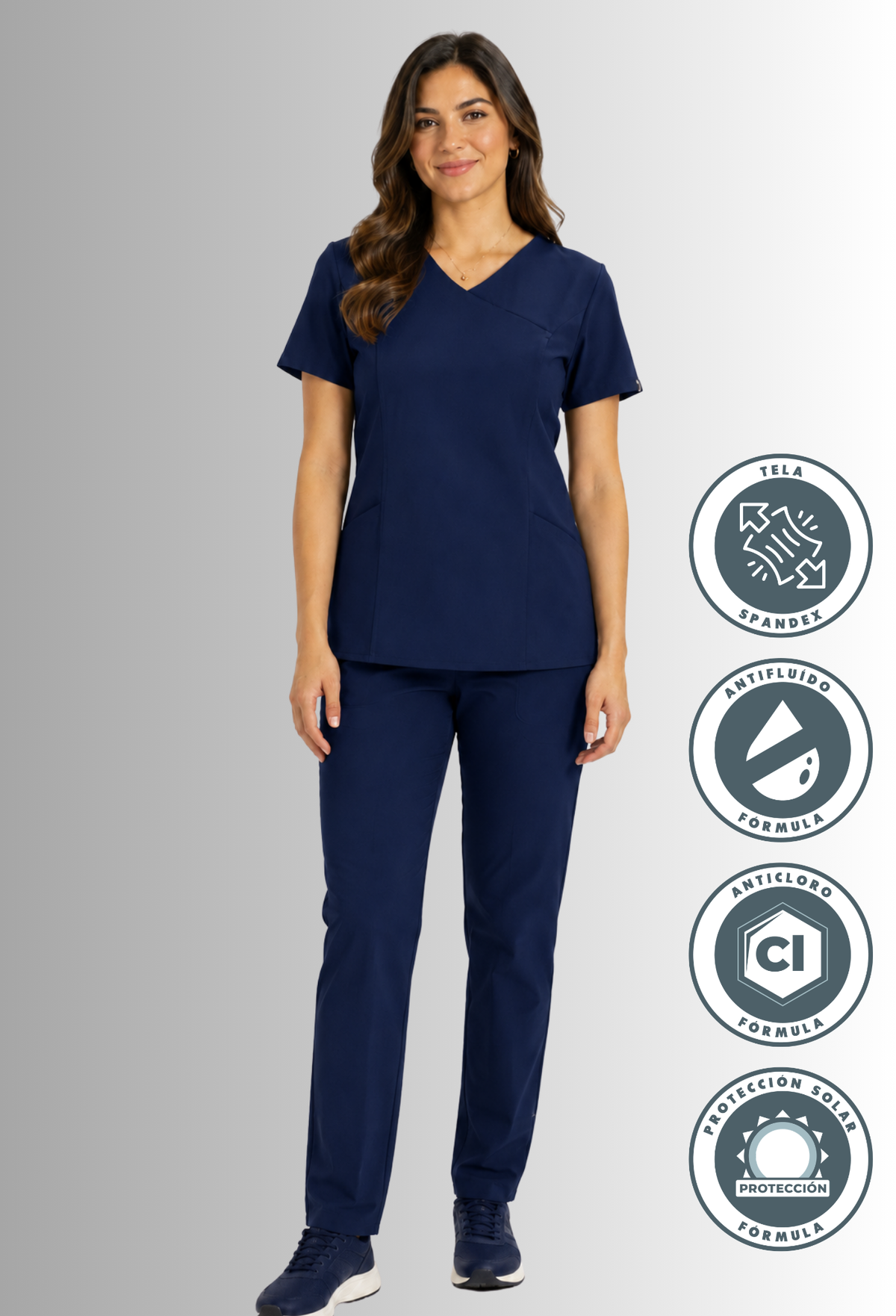 Uniforme para Mujer Negro con Spandex, Antifluido, Anticloro | SOZU
