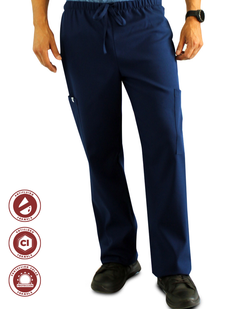 Pantalón Cargo Azul Antifluido y Anticloro para Hombre