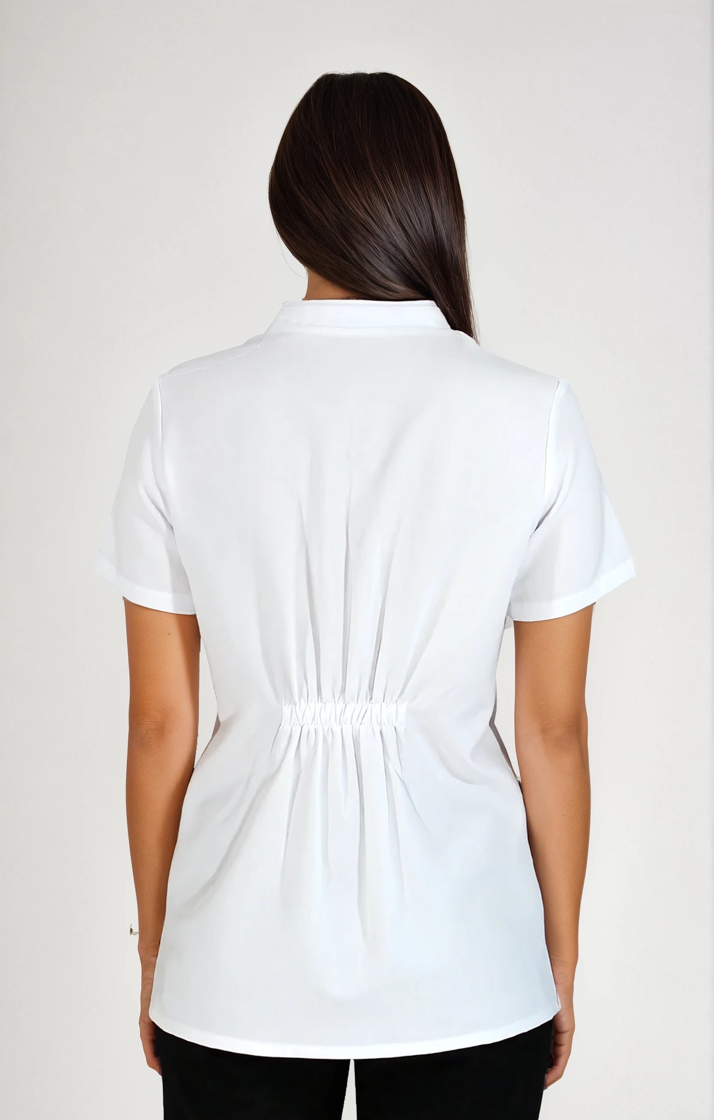 Filipina Blanca Cuello Mao con Antifluido y Spandex | SOZU