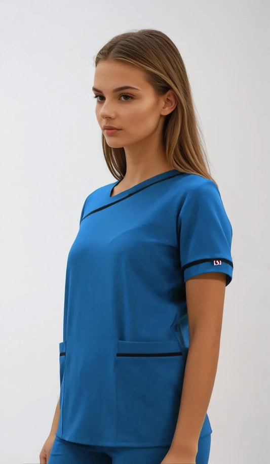 Uniforme Azul para Mujer con Spandex y bies | SOZU