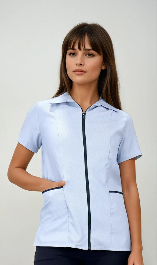 Uniforme de Limpieza Lineas Azules para Mujer de Chaquetín y Panatalón | SOZU
