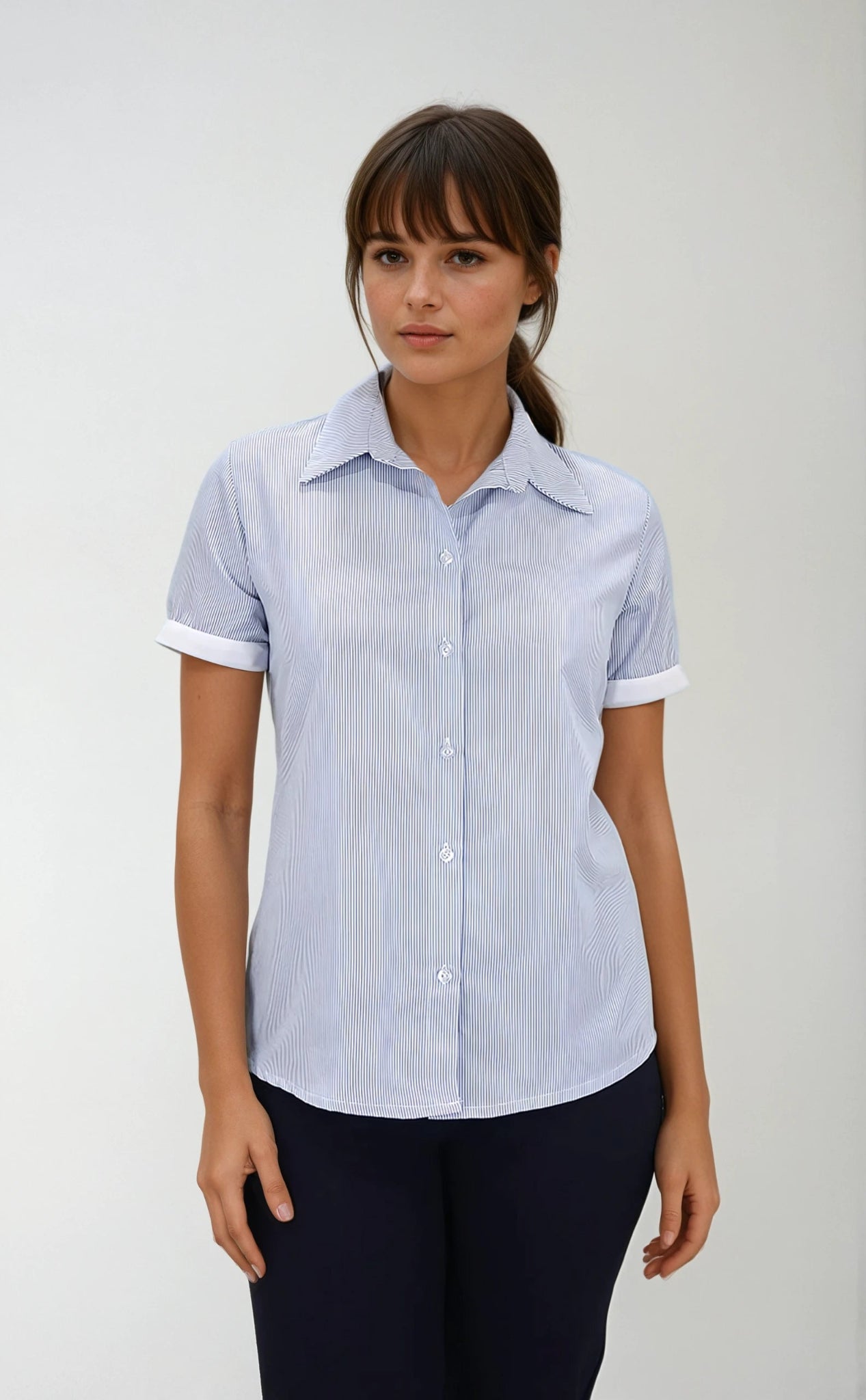 Camisa de Manga Corta para Mujer con Bies | SOZU