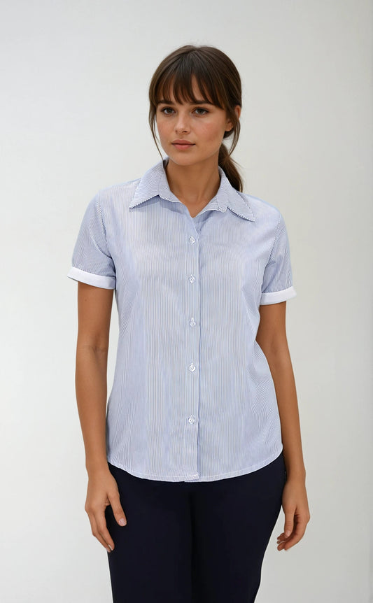 Camisa de Manga Corta para Mujer con Bies | SOZU
