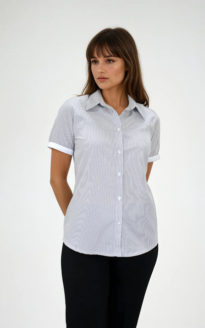 Camisa de Manga Corta para Mujer con Bies | SOZU
