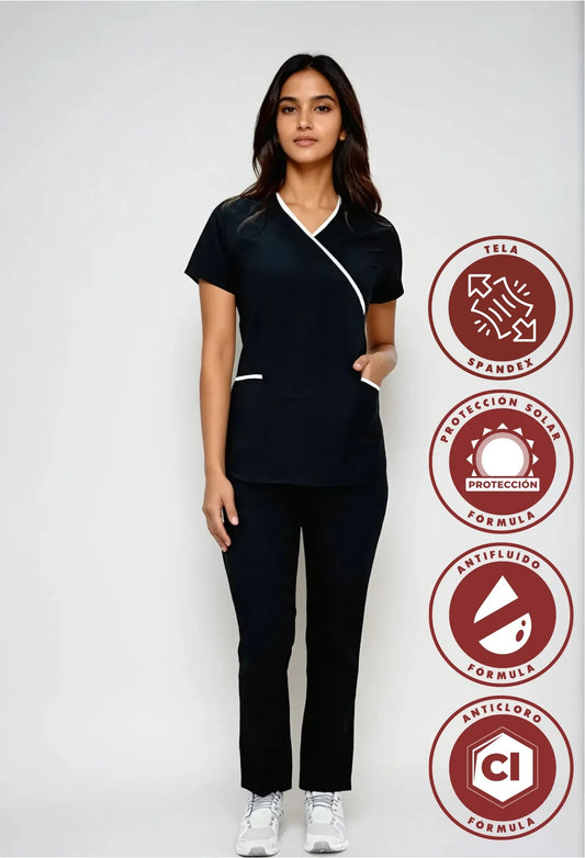 Uniforme para Mujer Spandex, Antifluido y Anticloro color Negro | SOZU
