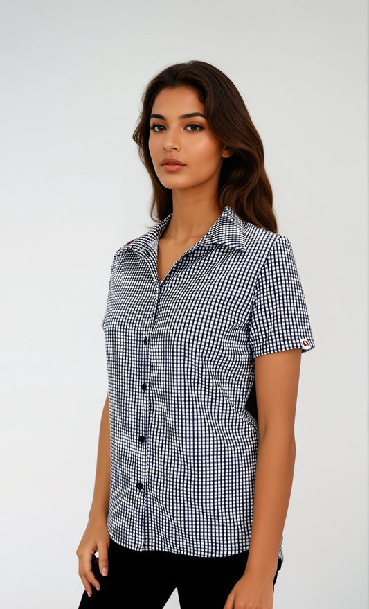 Camisa Antimanchas para Mujer Manga Corta de Cuadros | SOZU