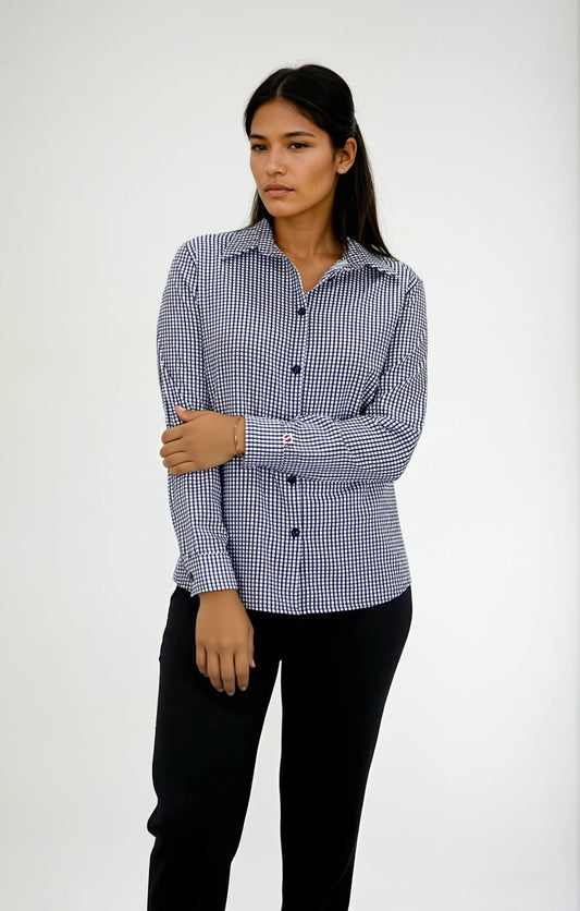 Camisa Antimanchas para Mujer Manga Larga de Cuadros | SOZU