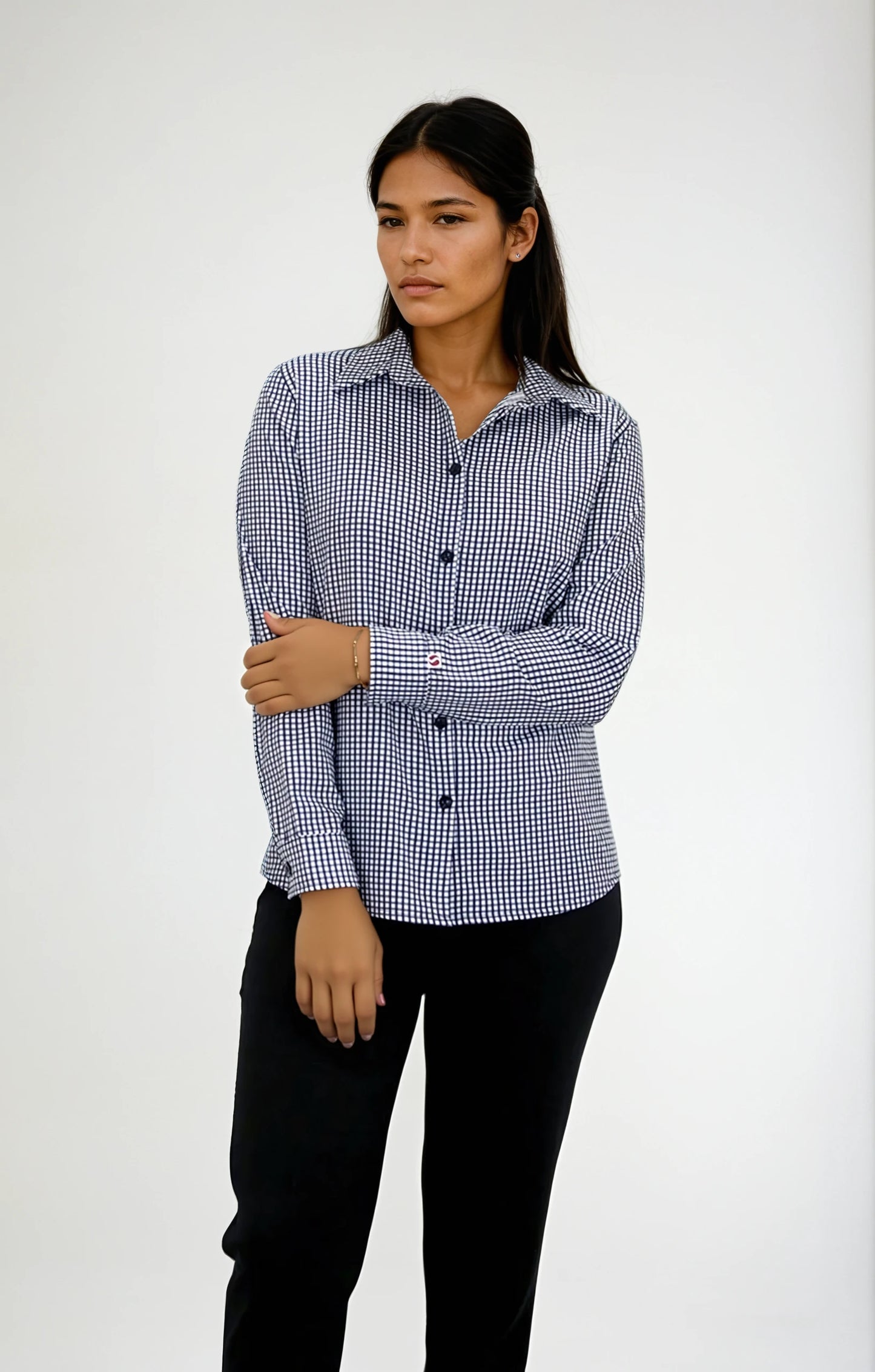 Camisa Antimanchas para Mujer Manga Larga de Cuadros | SOZU