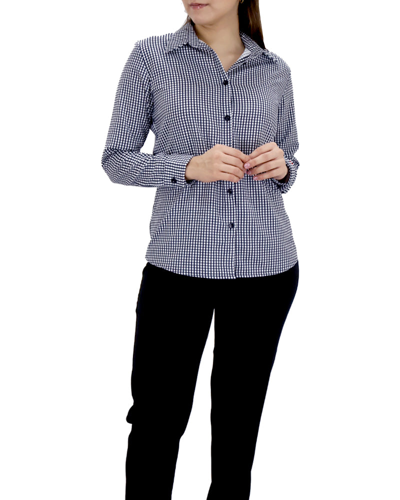 Camisa Antimanchas para Mujer Manga Larga de Cuadros | SOZU