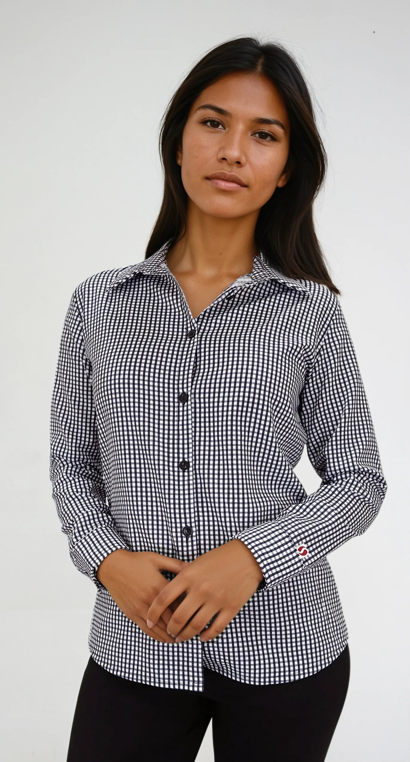 Camisa Antimanchas para Mujer Manga Larga de Cuadros | SOZU